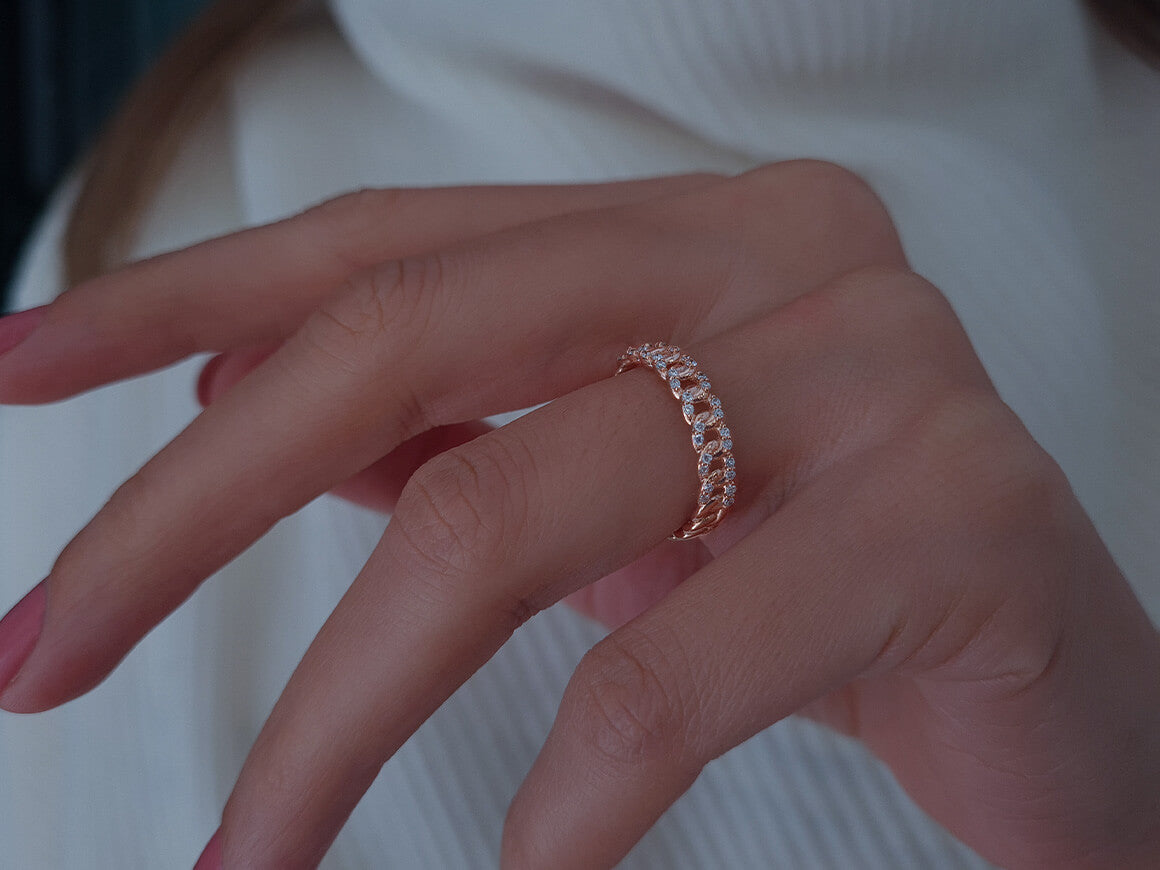 Diamond necklace Alliance ring in rose gold