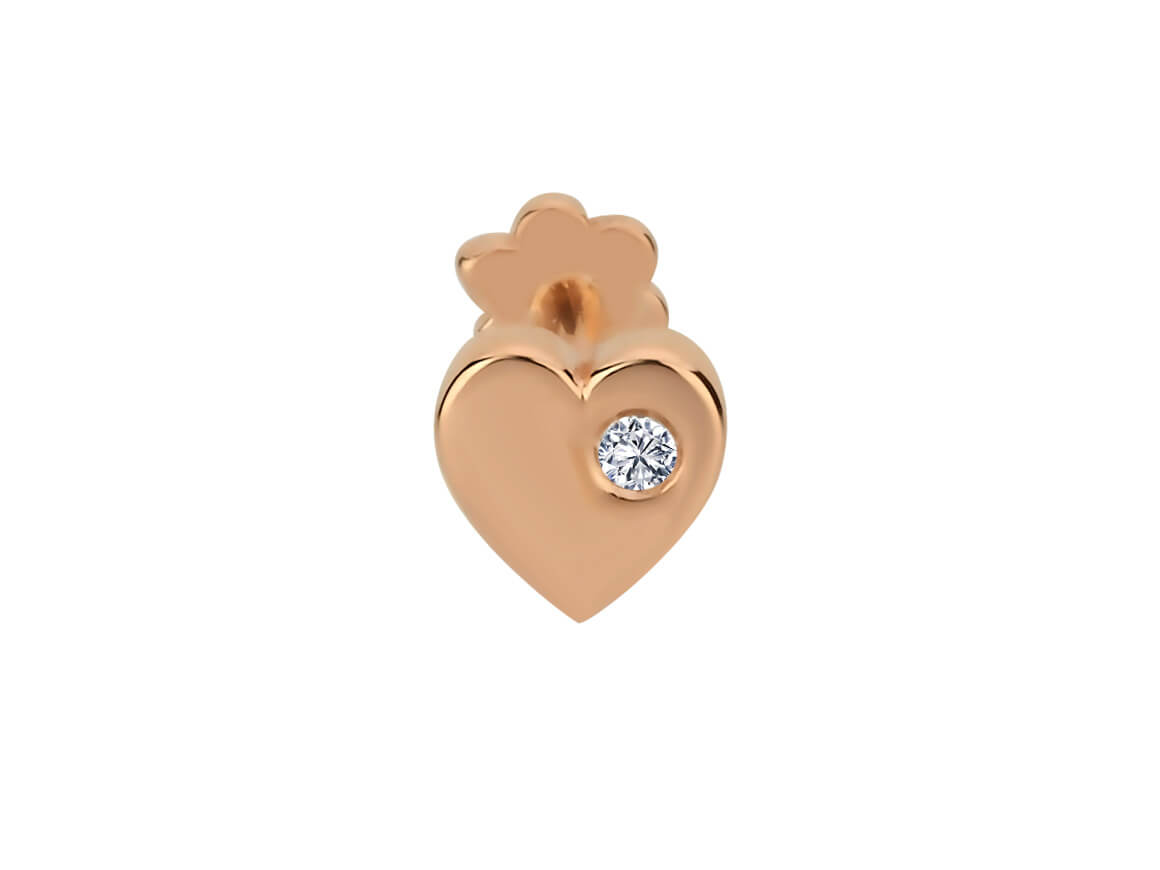 Diamant Tragus Piercing in 14K Rotgold - handgefertigter Diamantschmuck aus Feingold | Sirius Diamant
