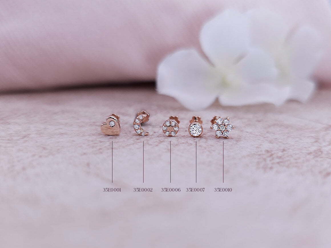 Diamond Tragus Piercing in 14K Rose Gold