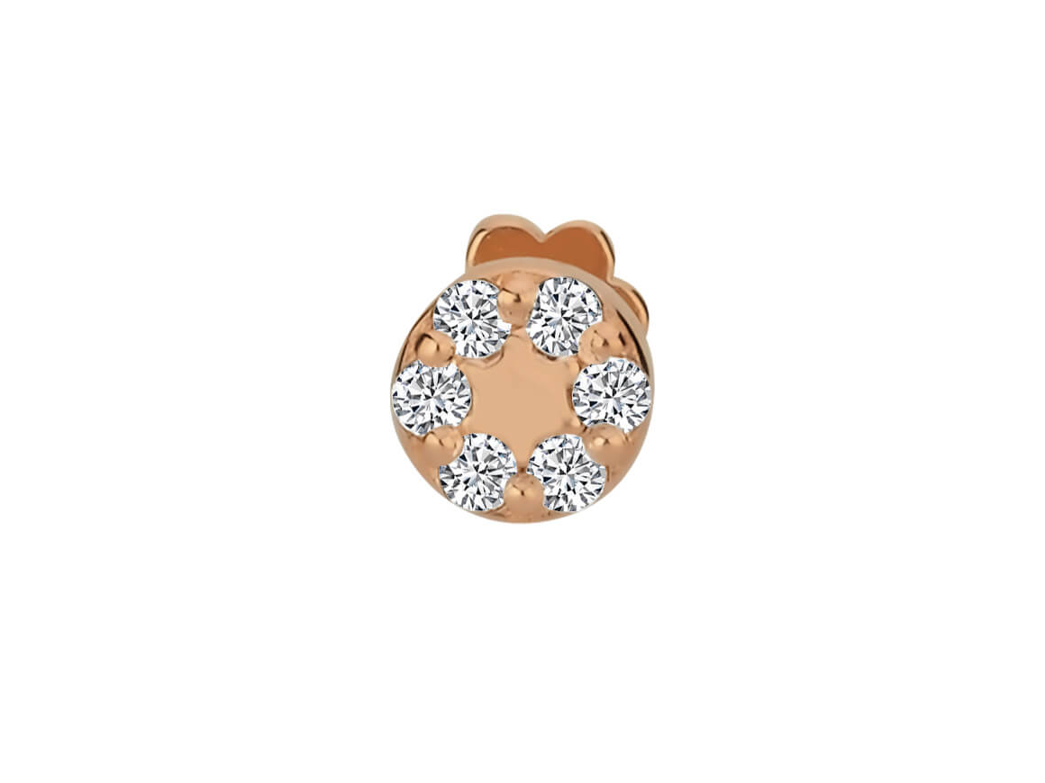 Diamant Tragus Piercing in 14K Rotgold - handgefertigter Diamantschmuck aus Feingold | Sirius Diamant