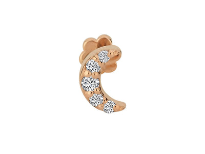 Moon Tragus Piercing with Diamond in 14K Rose Gold