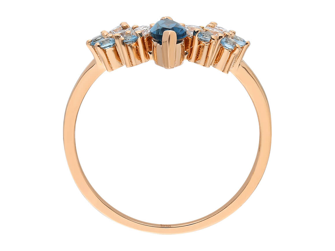 Diamant Blaue Traumkrone Ring in 585er 14 Karat Rotgold - handgefertigter Diamantschmuck aus Feingold | Sirius Diamant