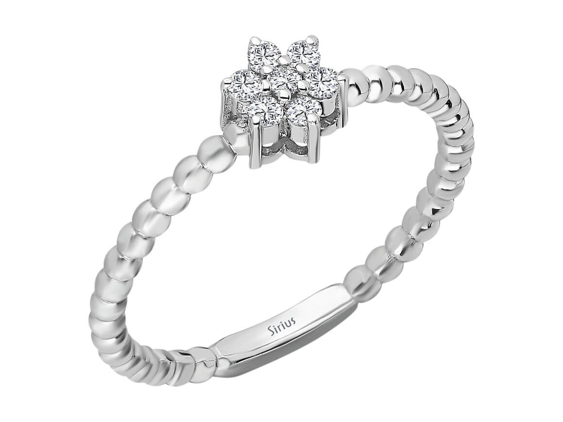 Diamant Minimal Gänseblümchen Ring - handgefertigter Diamantschmuck aus Feingold | Sirius Diamant