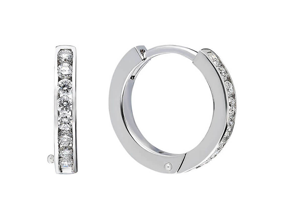 0.26 total carat diamond modern hoop earrings in 333 8K white gold