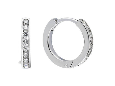 0.26 total carat diamond modern hoop earrings in 333 8K white gold