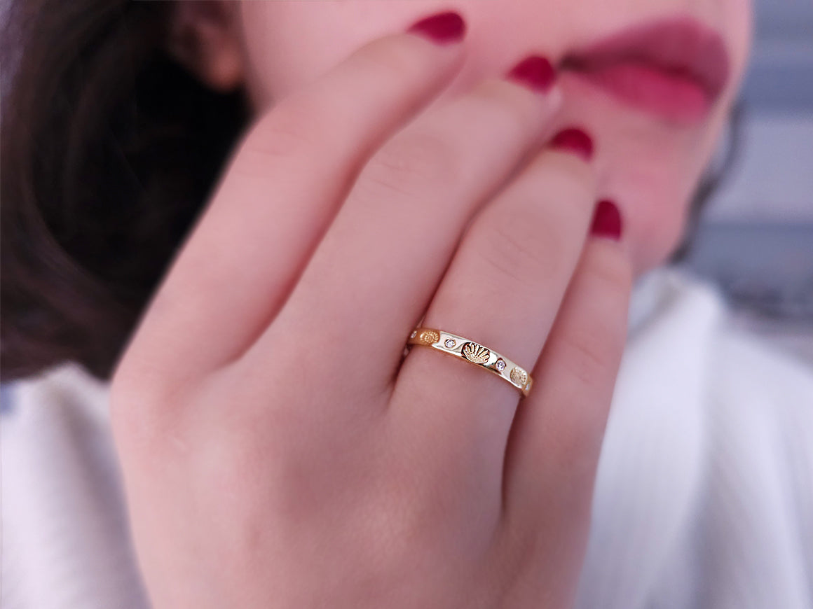 Ocean wedding ring with diamonds