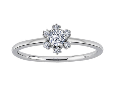 Snowflake diamond ring in white gold