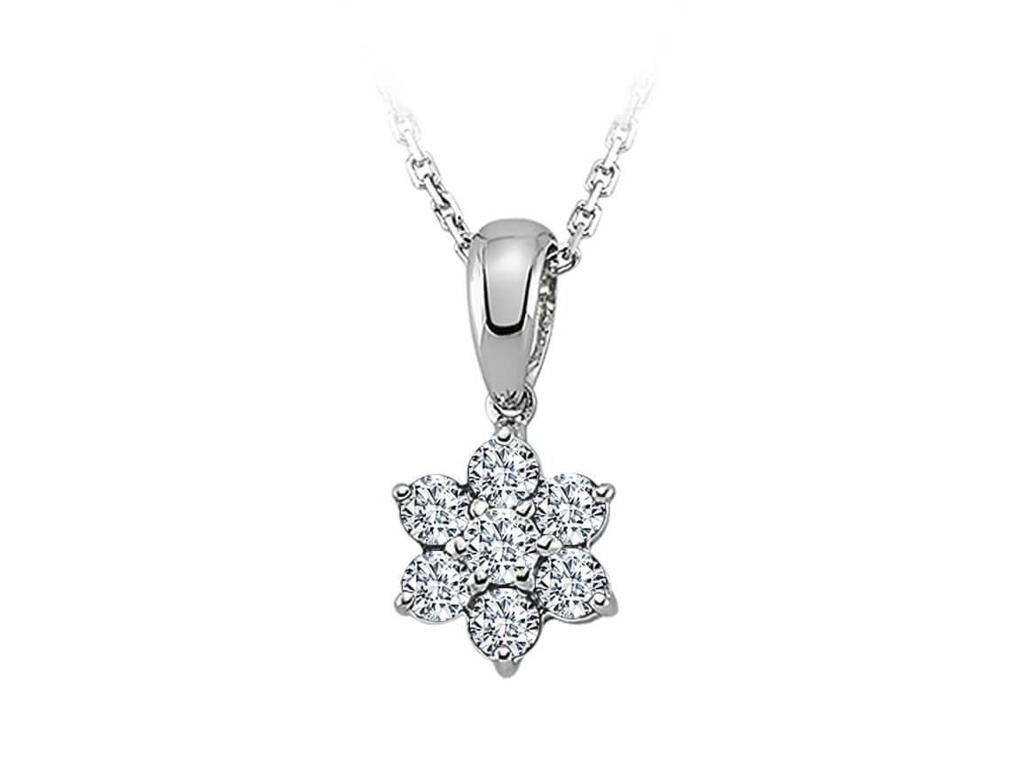Diamant Gänseblümchen Schmuckset in 8 K Weißgold – handgefertigter Diamantschmuck aus Feingold | Sirius Diamant