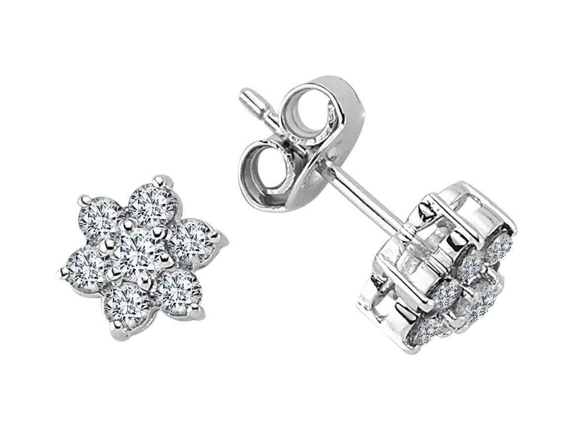 Diamond daisy jewelry set in 8 K white gold