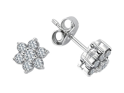 Diamond daisy jewelry set in 8 K white gold