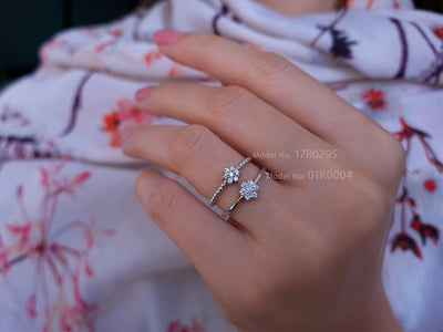 Diamond daisy jewelry set in 8 K white gold