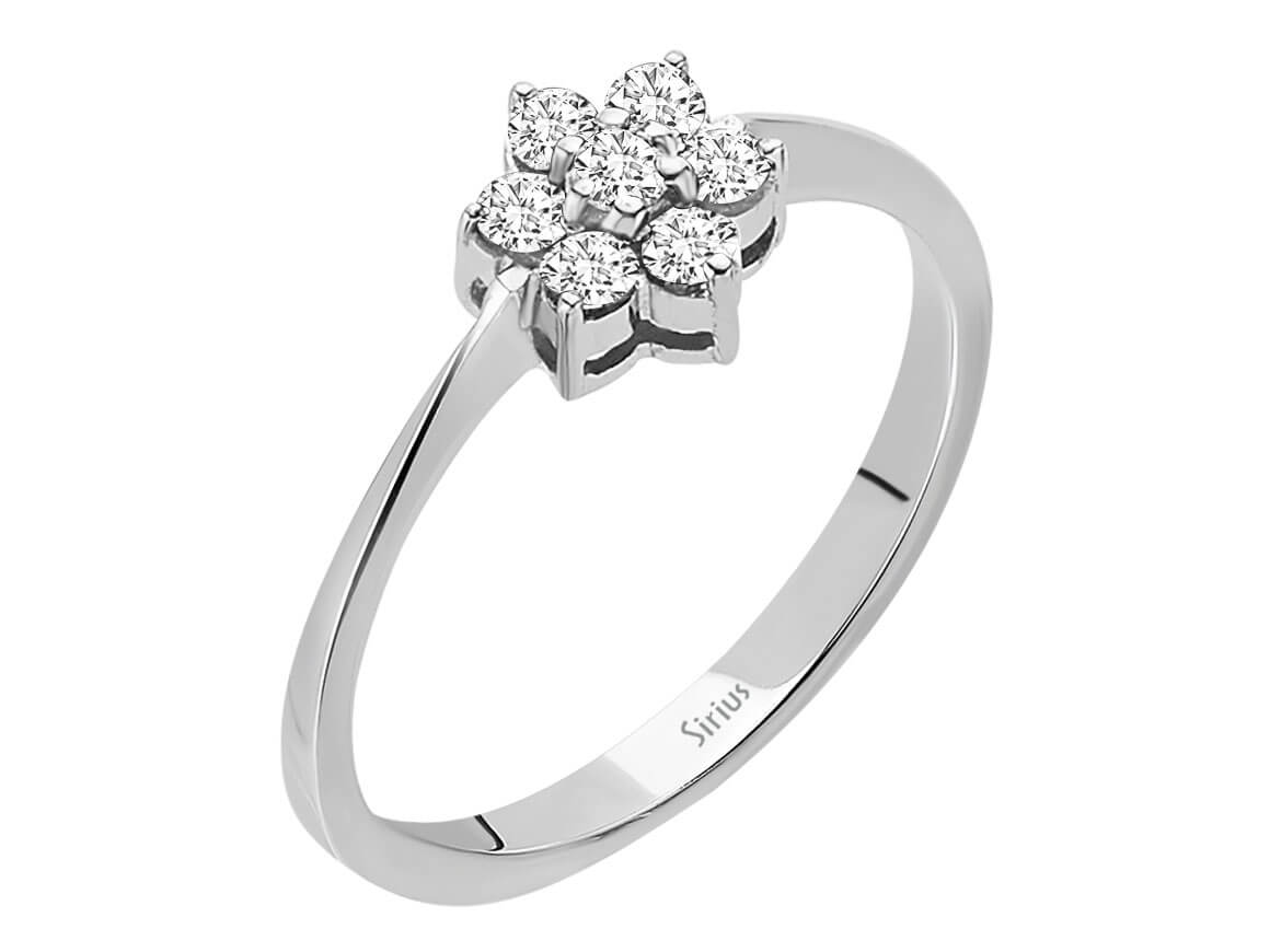 Diamant Gänseblümchen Schmuckset in 8 K Weißgold – handgefertigter Diamantschmuck aus Feingold | Sirius Diamant