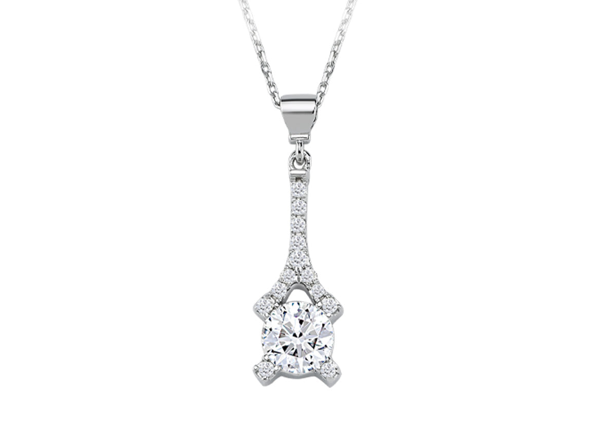 Eiffel Diamond Necklace in 14k Gold