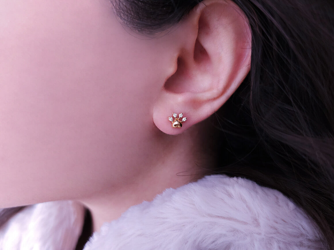 Diamant Pfofe Ohrstecker - handgefertigter Diamantschmuck aus Feingold | Sirius Diamant