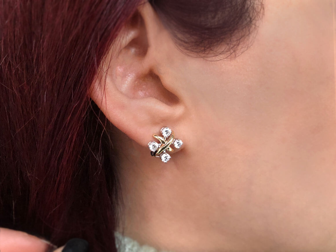 Diamant Quattro Ohrringe - handgefertigter Diamantschmuck aus Feingold | Sirius Diamant