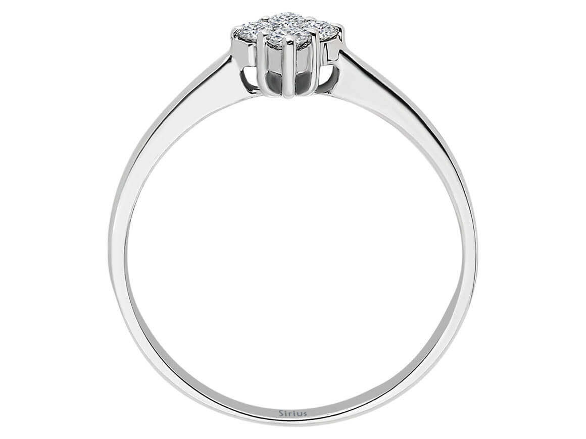 F Farbe 0,14 Karat Diamant Quattro Damenring in 333er 8 Karat Weißgold - handgefertigter Diamantschmuck aus Feingold | Sirius Diamant
