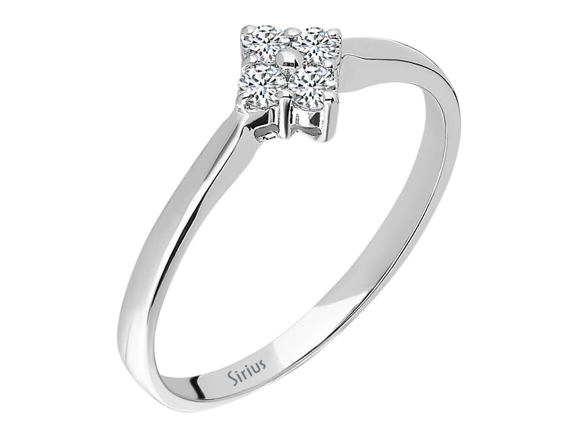 F Farbe 0,14 Karat Diamant Quattro Damenring in 333er 8 Karat Weißgold - handgefertigter Diamantschmuck aus Feingold | Sirius Diamant