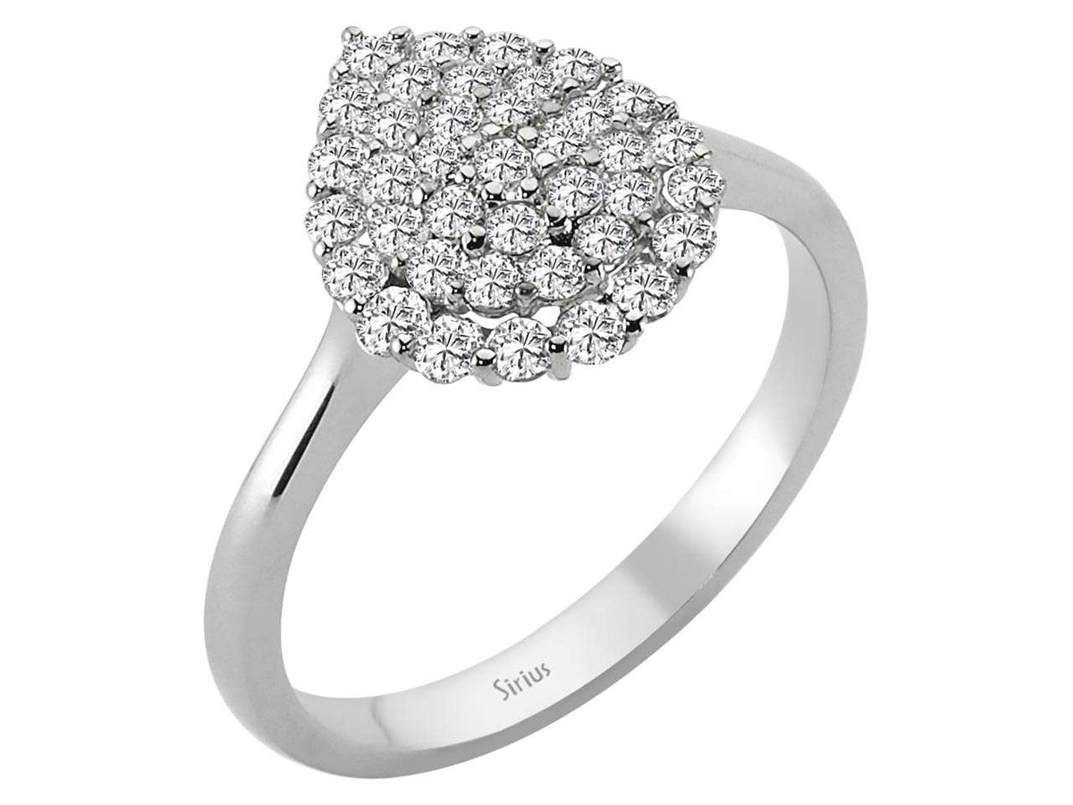 Diamant Tropfen Ring - handgefertigter Diamantschmuck aus Feingold | Sirius Diamant