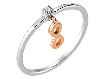 0.02 carat diamond infinity ring in 333 8 carat red and white gold