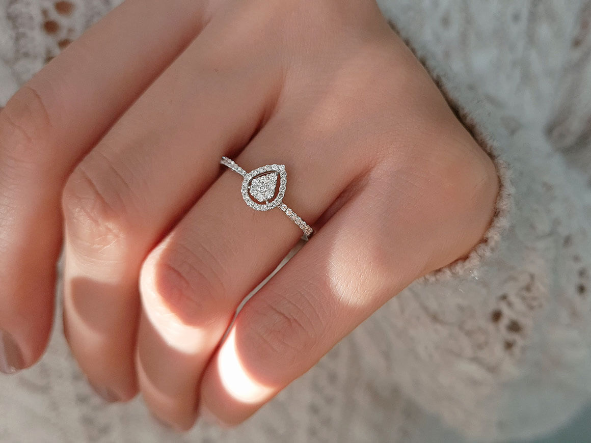 Bague goutte d'eau en diamant