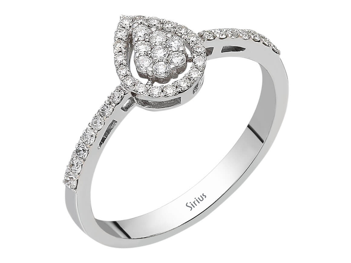 Diamant Wassertropfen Ring - handgefertigter Diamantschmuck aus Feingold | Sirius Diamant