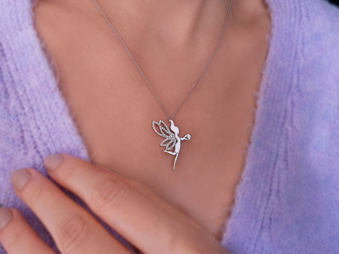 Diamant Nymphe Collier - handgefertigter Diamantschmuck aus Feingold | Sirius Diamant
