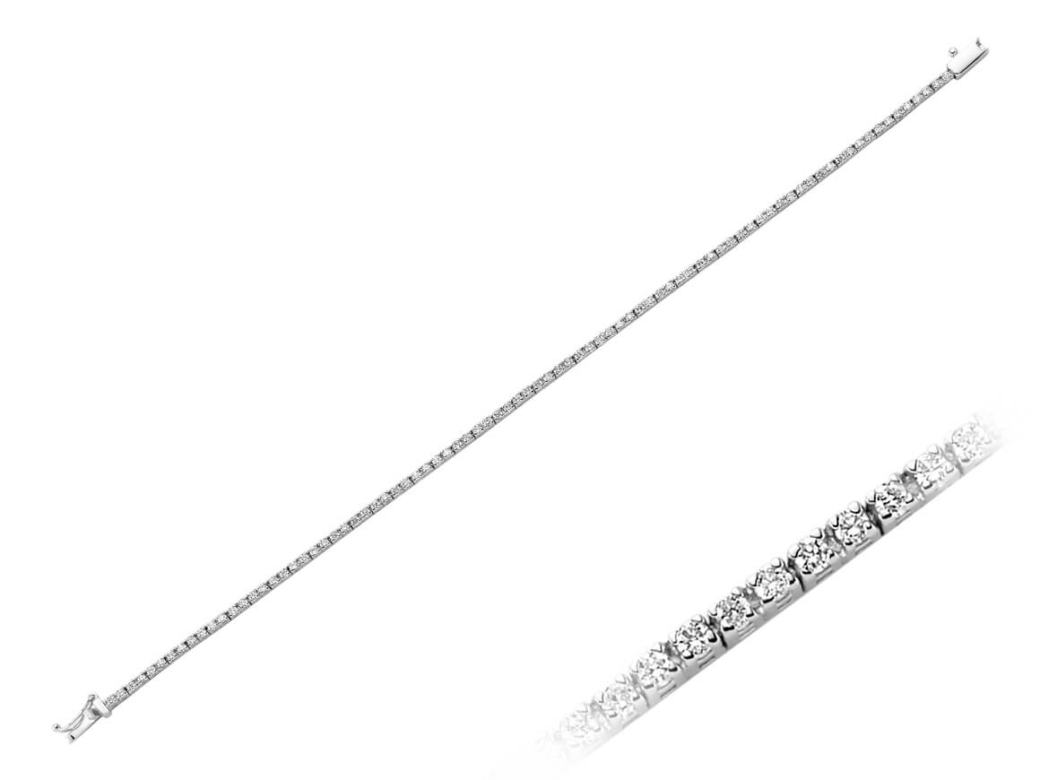 Bracelet tennis en or blanc 14 carats avec diamants de 1,40 carat