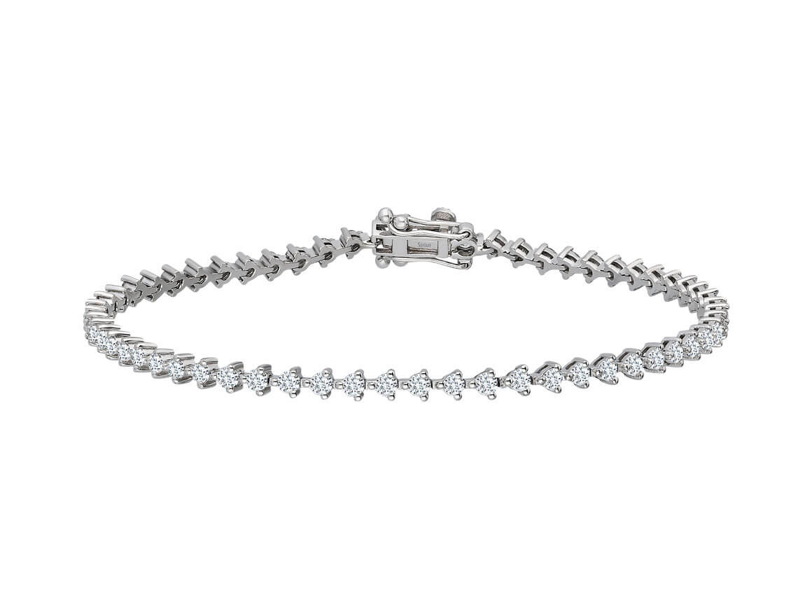 Bracelet tennis en or blanc 14 carats avec diamants de 1,70 carat 