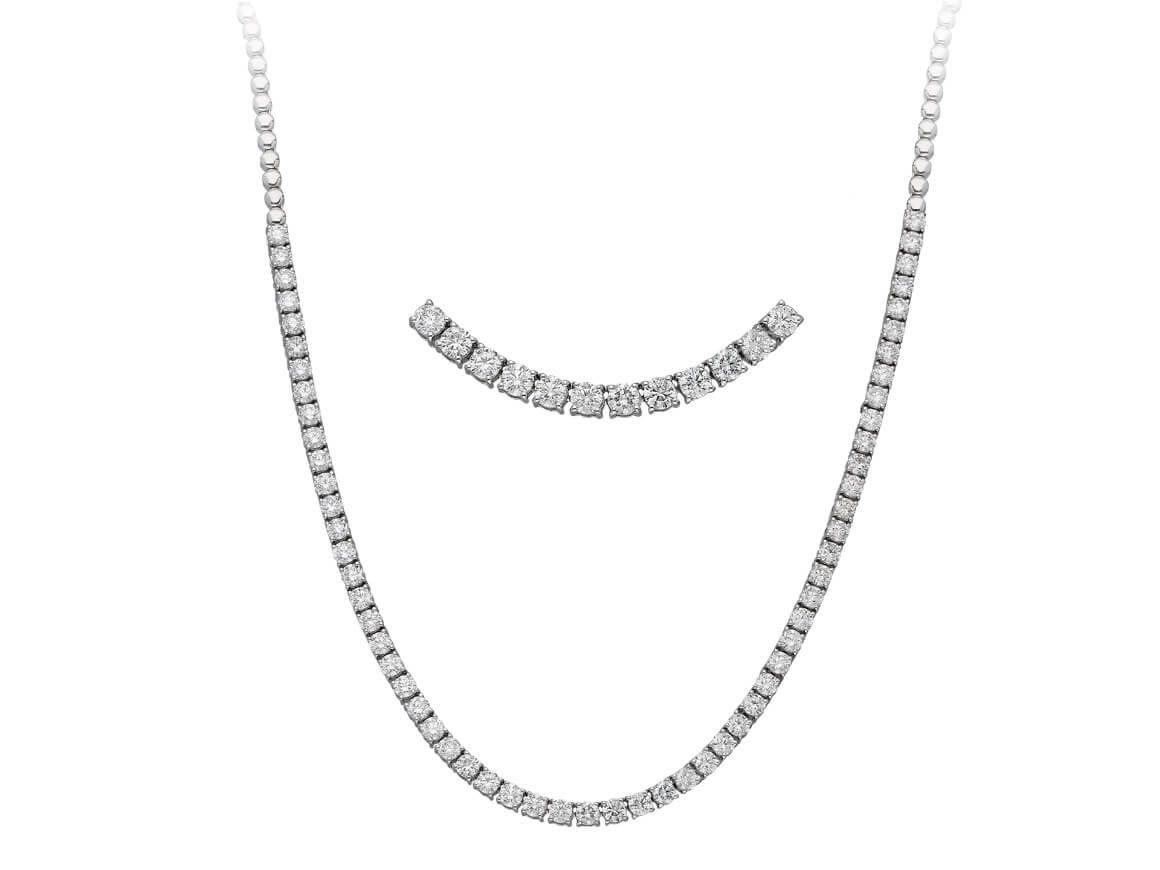 F Farbe 7,30 Karat Diamant Tennis Halskette – handgefertigter Diamantschmuck aus Feingold | Sirius Diamant