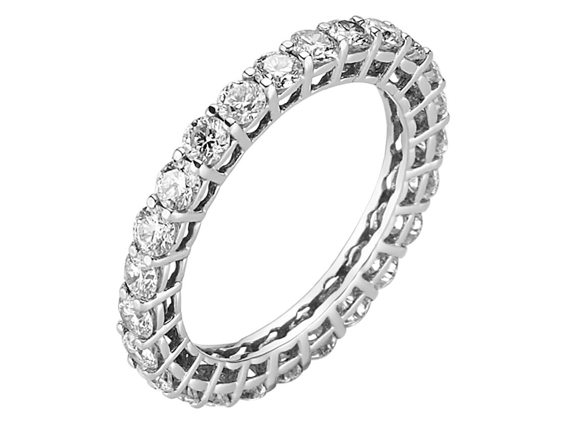 1,82 Gesamtkarat Diamant rundum Allianz in 585er 14 Karat Weißgold - handgefertigter Diamantschmuck aus Feingold | Sirius Diamant