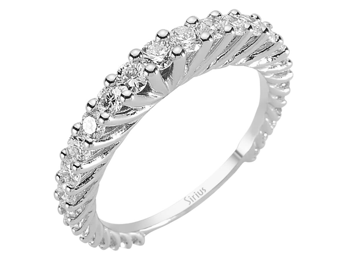 1,06 Karat Diamant rundum Allianz in 585er 14 K Weißgold – handgefertigter Diamantschmuck aus Feingold | Sirius Diamant