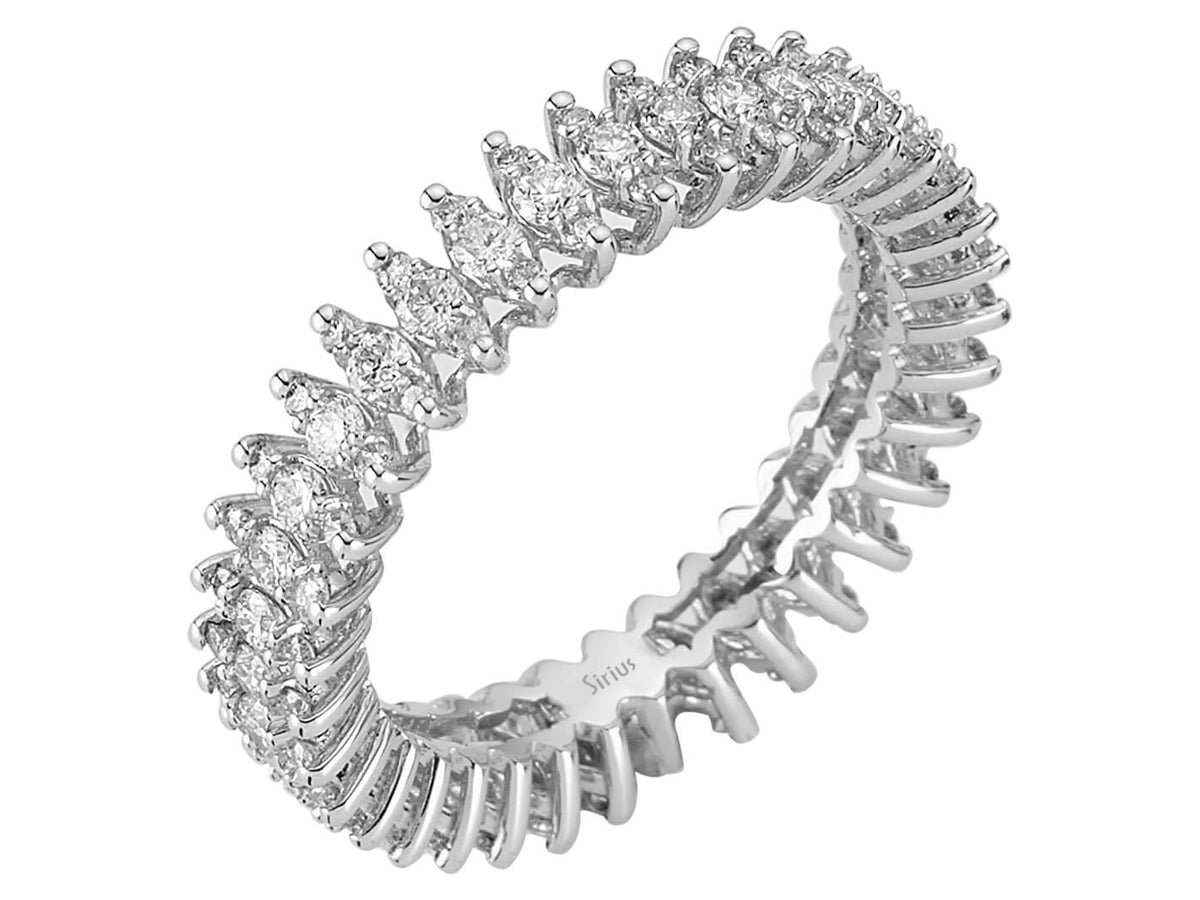 1,28 Karat Diamant rundum Allianz in 14 K Weißgold – handgefertigter Diamantschmuck aus Feingold | Sirius Diamant