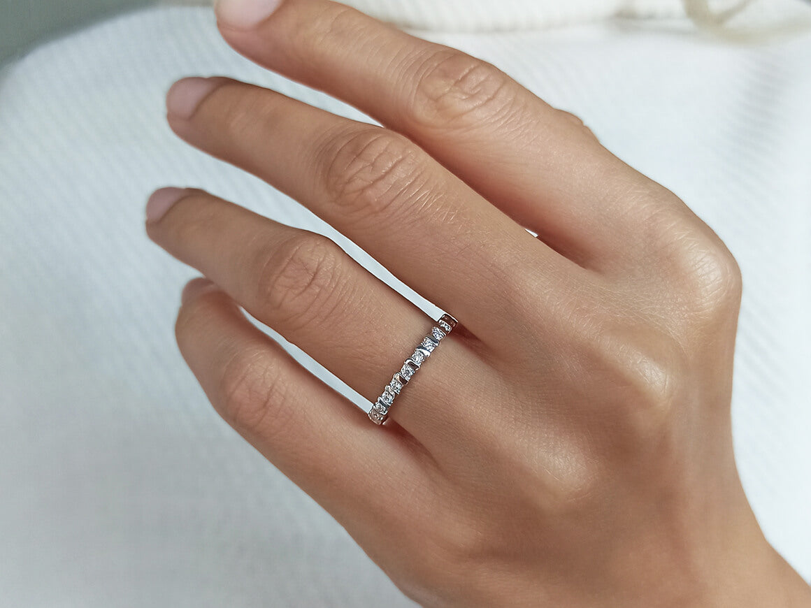 0,45 Karat rundum Diamant Allianz Ring 585er 14K Weissgold