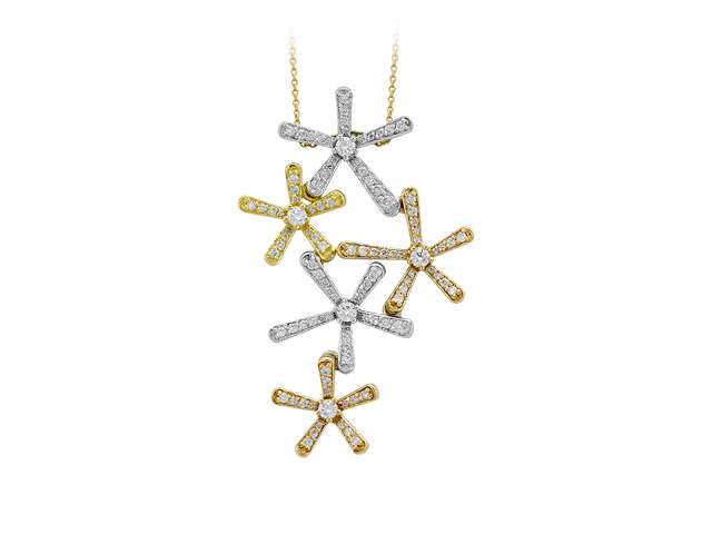 1,46 Karat Diamant Drei Farbig Collier in 585er 14 K Mehrfarbiggold - handgefertigter Diamantschmuck aus Feingold | Sirius Diamant