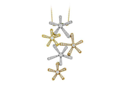 Collier tricolore en or multicolore 585 14 carats avec diamants de 1,46 carat