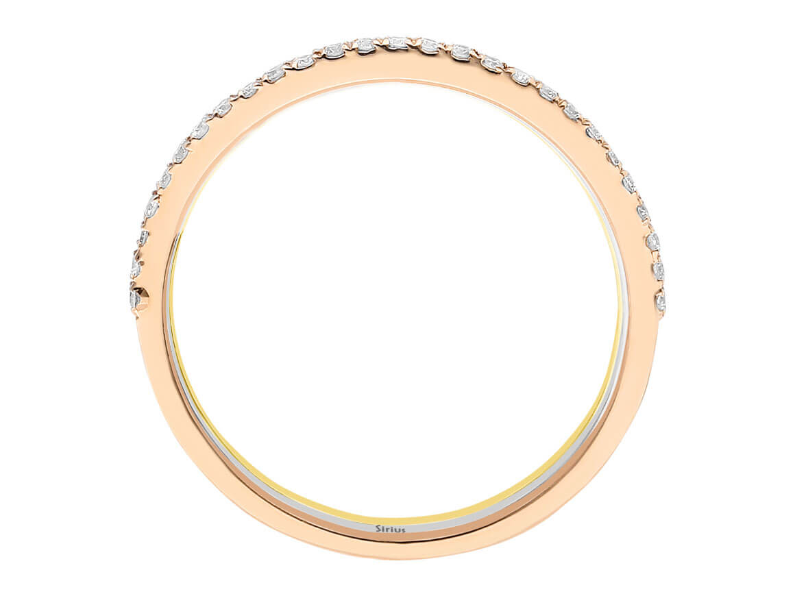 Bague mémoire demi-ronde en or jaune, or rose et or blanc, 3 pièces, sertie de diamants