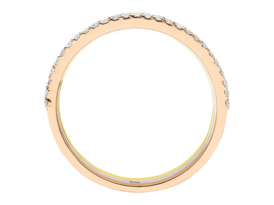 Bague mémoire demi-ronde en or jaune, or rose et or blanc, 3 pièces, sertie de diamants