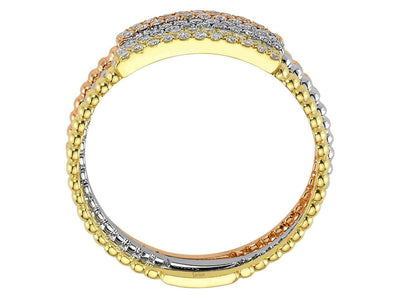 Bague demi-ronde en diamant trois pièces