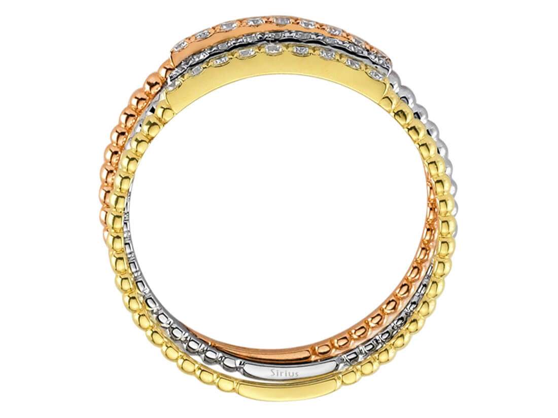 Alliance Demi-Ronde Diamant 3 Couleurs
