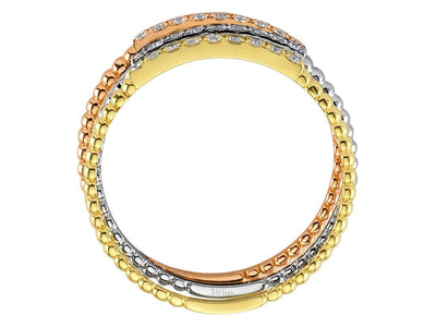 Alliance Demi-Ronde Diamant 3 Couleurs