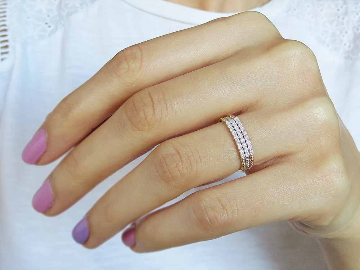 Alliance Demi-Ronde Diamant 3 Couleurs