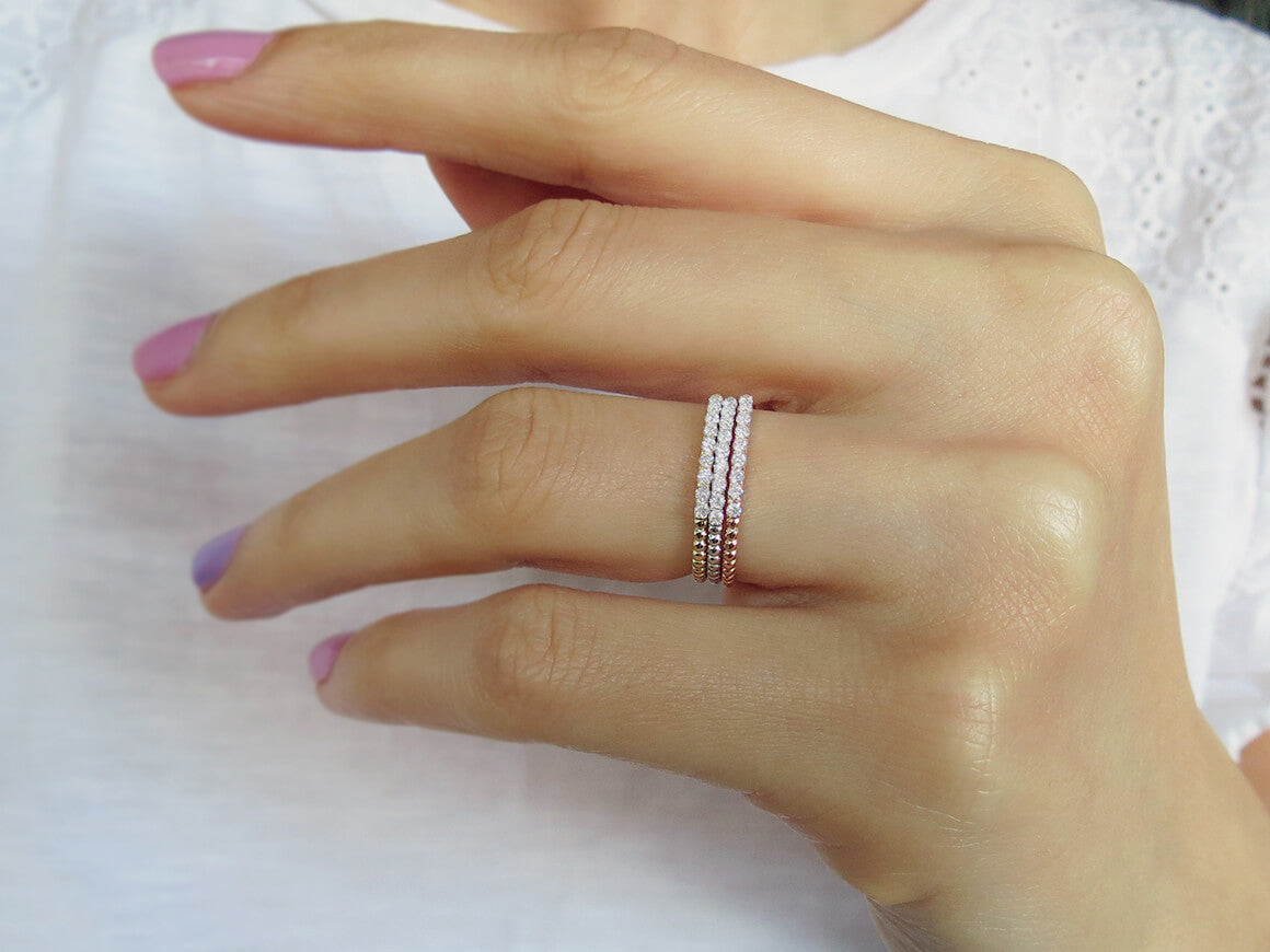 Alliance Demi-Ronde Diamant 3 Couleurs