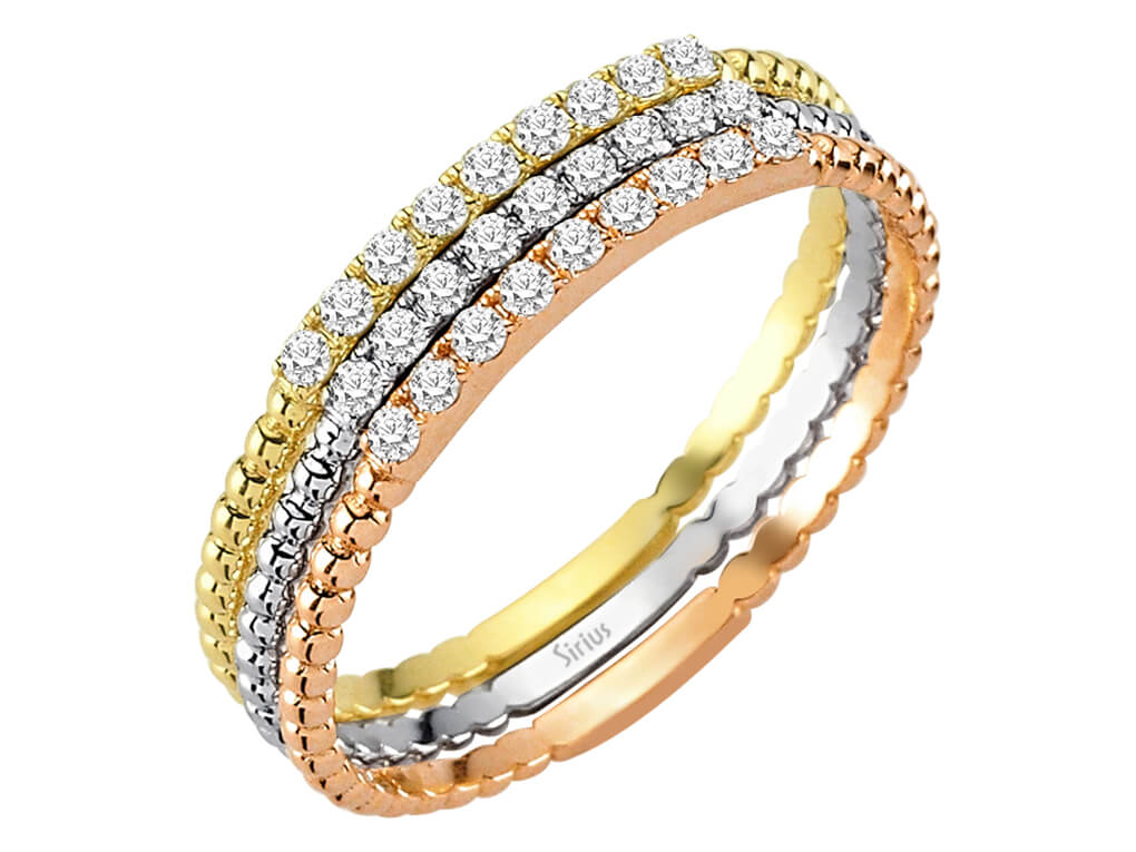 Alliance Demi-Ronde Diamant 3 Couleurs