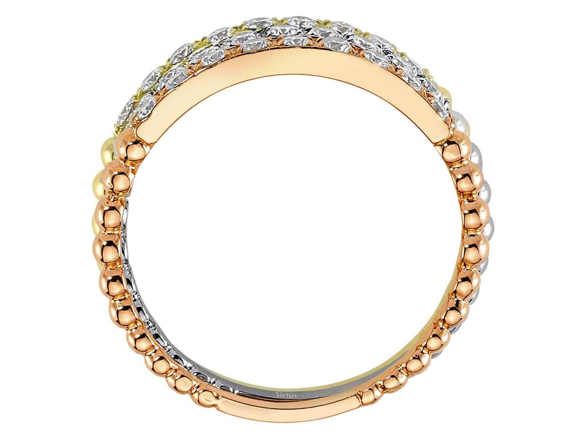 Alliance Demi-Ronde Diamant 3 Couleurs
