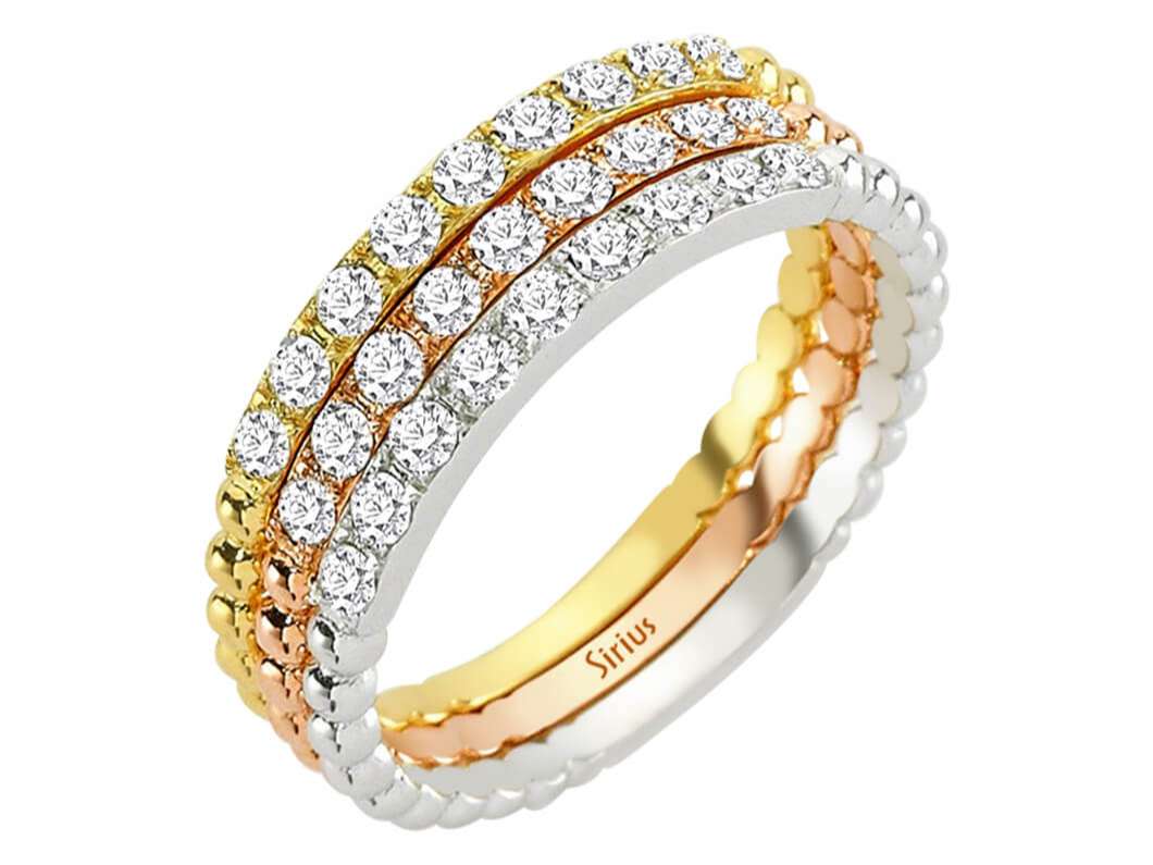 Diamant 3 Farbig halbrund Allianz - handgefertigter Diamantschmuck aus Feingold | Sirius Diamant