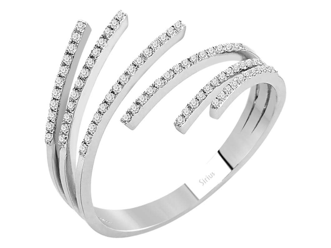 0,27 Karat Diamant Sechs Wege Ring in 585er 14 K Weißgold - handgefertigter Diamantschmuck aus Feingold | Sirius Diamant