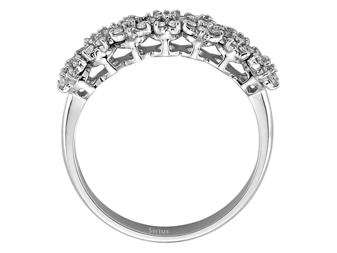 0,37 Karat Diamant 7 Blume Ring in 585er 14 K Weißgold – handgefertigter Diamantschmuck aus Feingold | Sirius Diamant