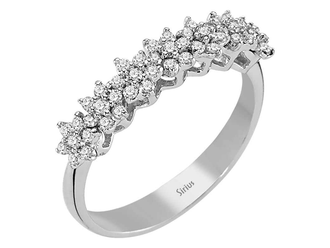 0,37 Karat Diamant 7 Blume Ring in 585er 14 K Weißgold – handgefertigter Diamantschmuck aus Feingold | Sirius Diamant