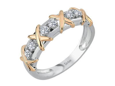 Avantgarde semi-circular ring with diamonds