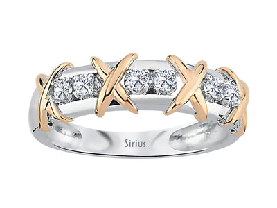 Avantgarde semi-circular ring with diamonds